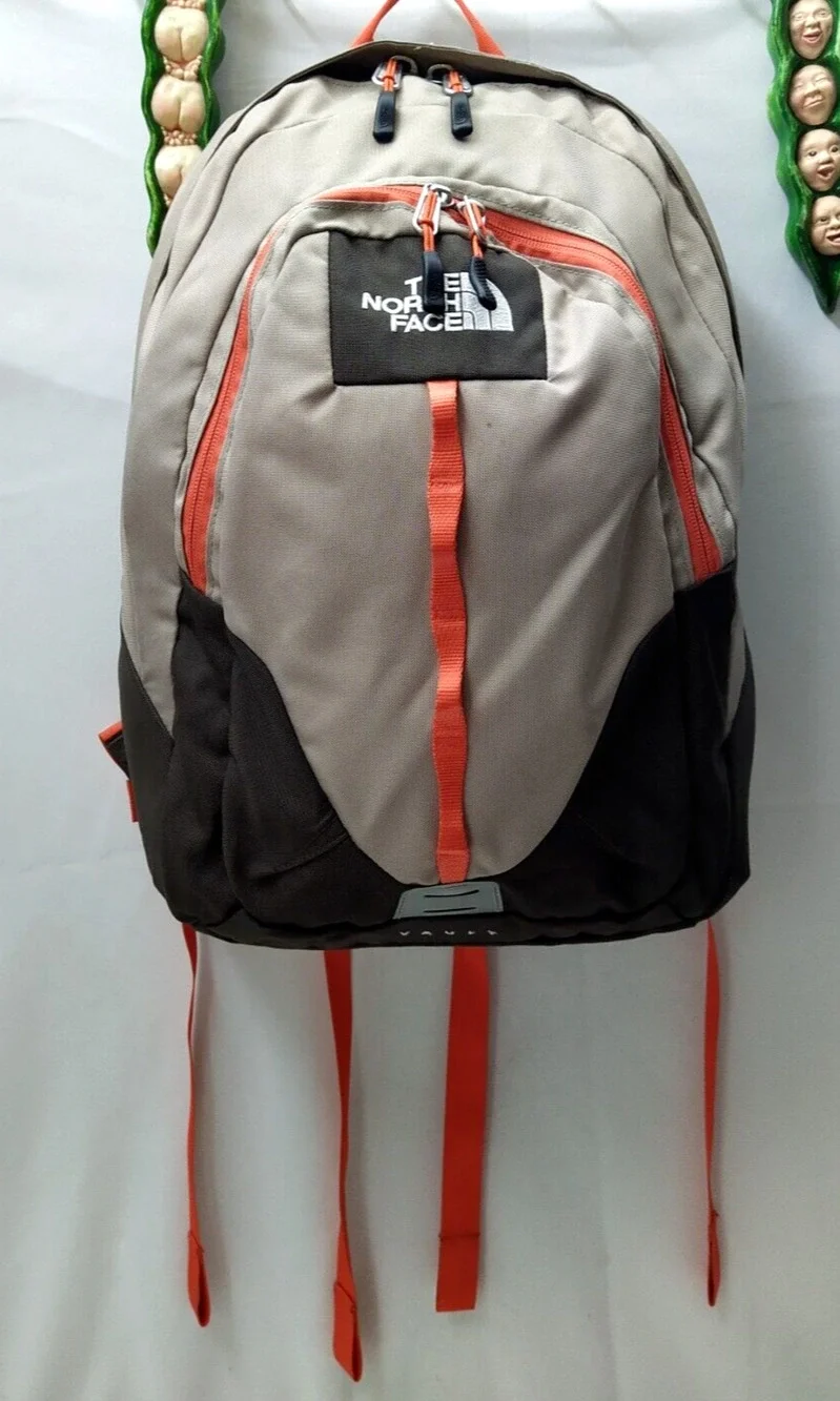 The North Face Vault Gray and Black Nylon Large Zipper Pockets Backpack